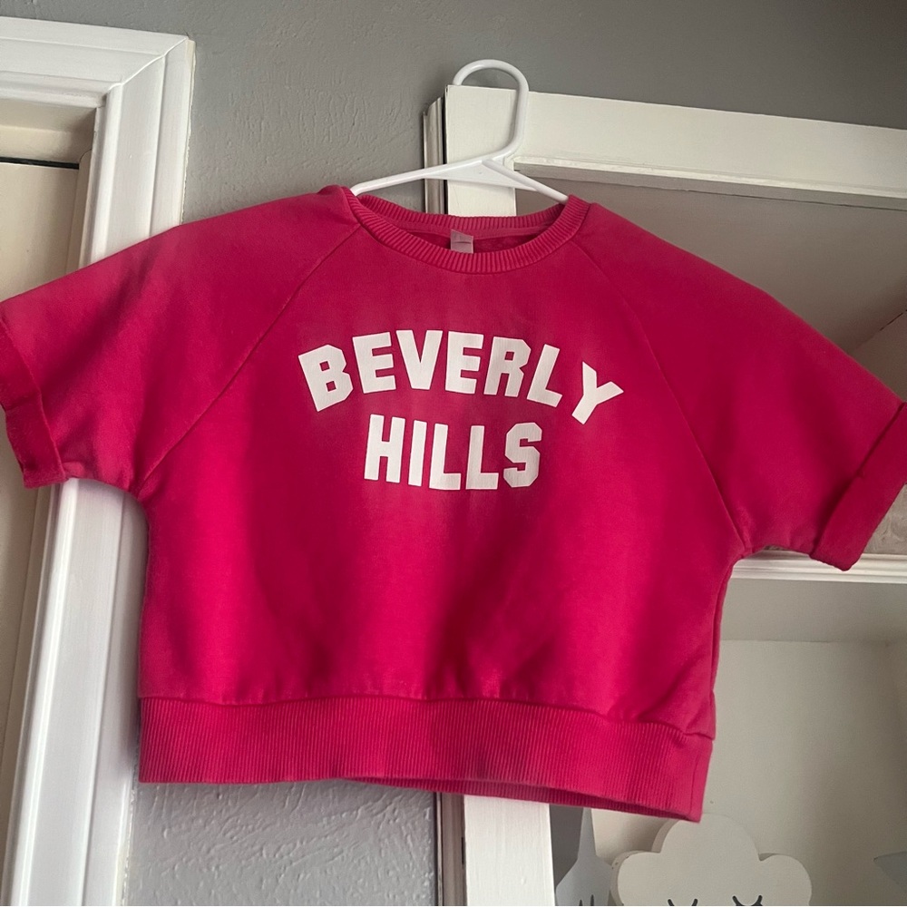 Franki girls round collard short sleeve top or sweater letters in front 10